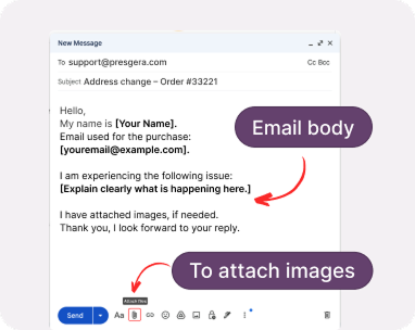 Screenshot showing email body